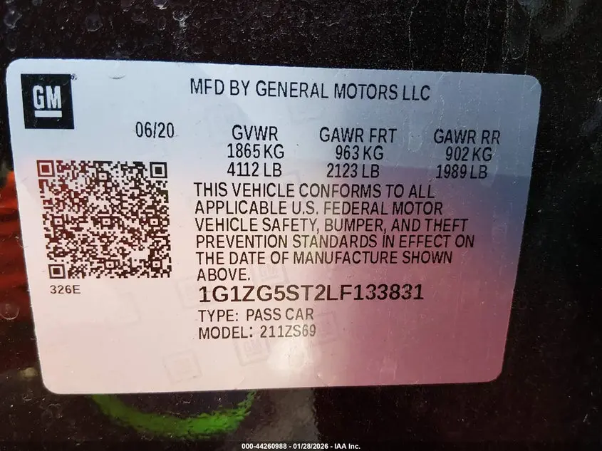 2020 CHEVROLET MALIBU FWD RS