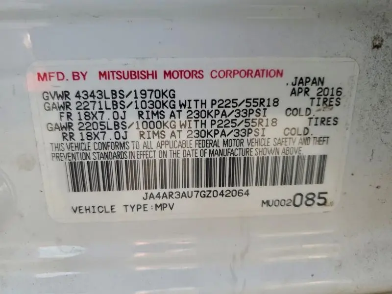 2016 MITSUBISHI OUTLANDER SPORT ES  