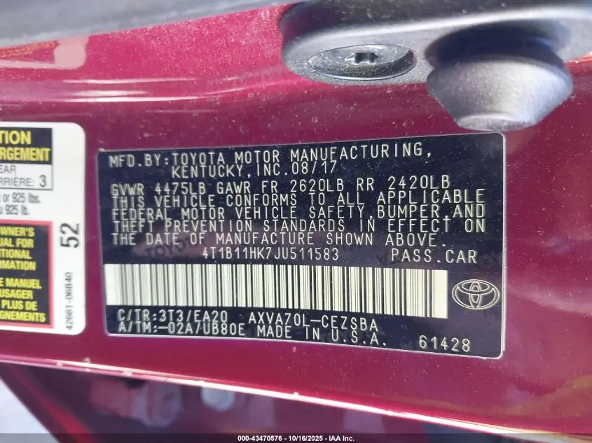 2018 TOYOTA CAMRY SE