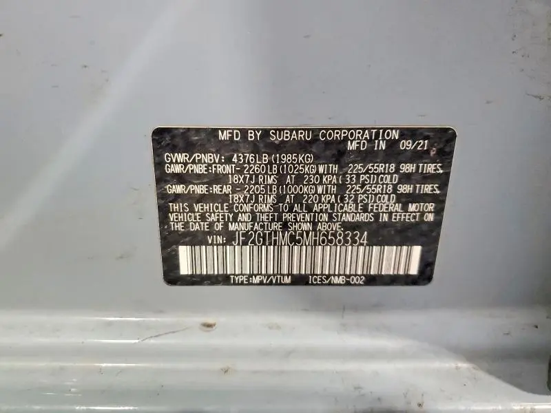 2021 SUBARU CROSSTREK LIMITED  