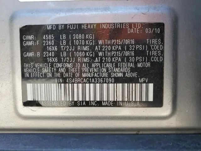 2010 SUBARU OUTBACK 2.5I  