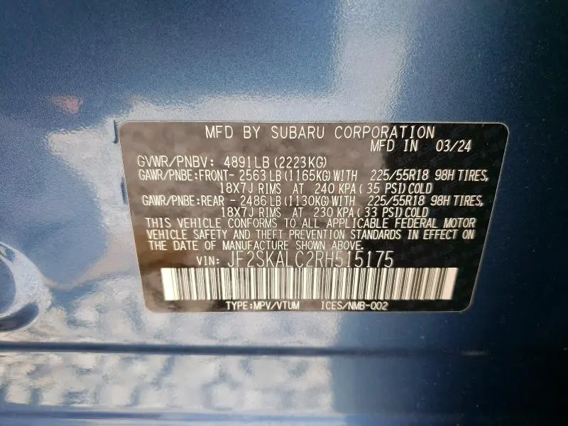 2024 SUBARU FORESTER LIMITED  
