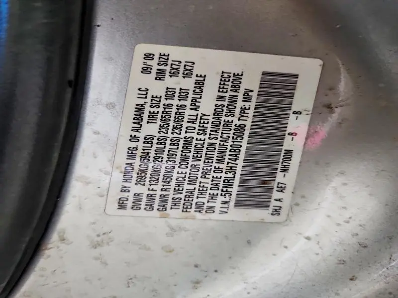 2010 HONDA ODYSSEY EXL  
