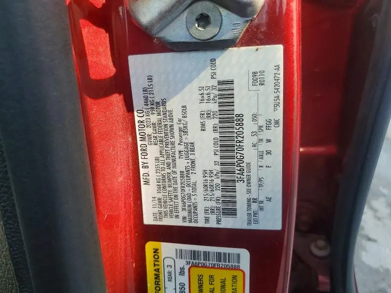 2015 FORD FUSION S  
