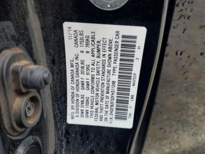 2015 HONDA CIVIC LX  