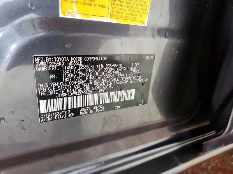 2012 TOYOTA RAV4 SPORT  