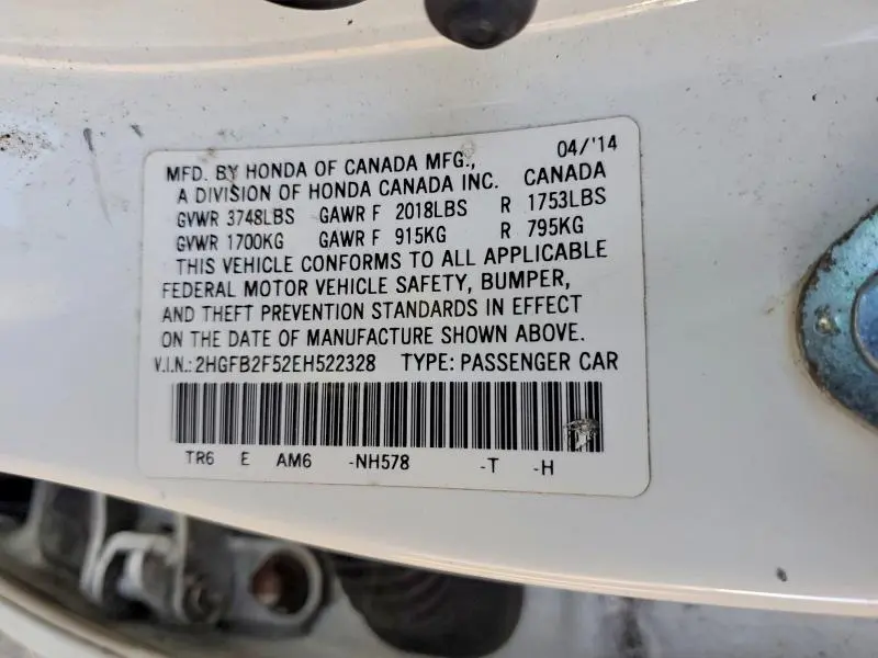 2014 HONDA CIVIC LX  