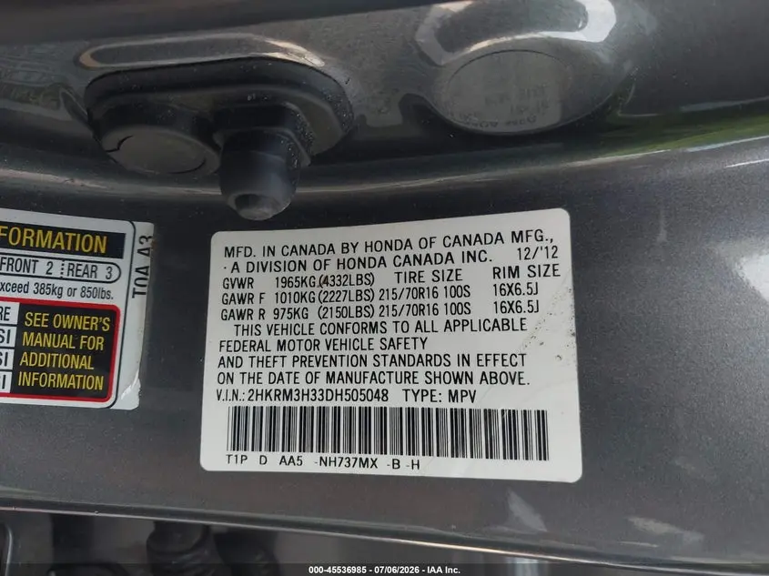2013 HONDA CR-V LX