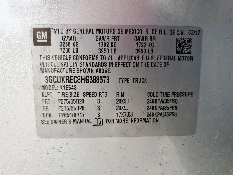 2017 CHEVROLET SILVERADO K1500 LT  