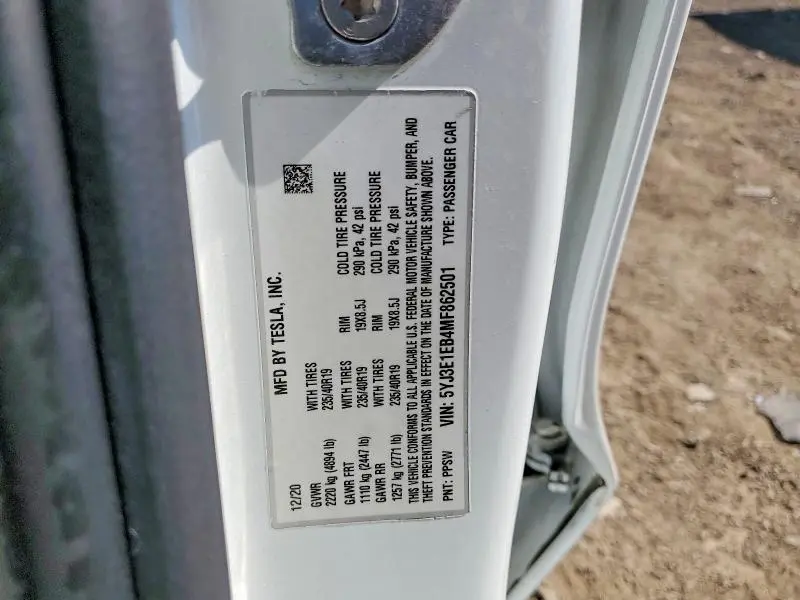 2021 TESLA MODEL 3   