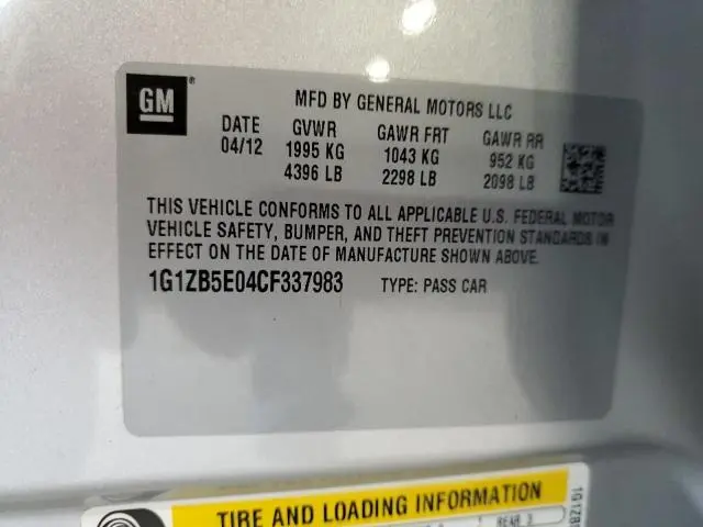 2012 CHEVROLET MALIBU LS  