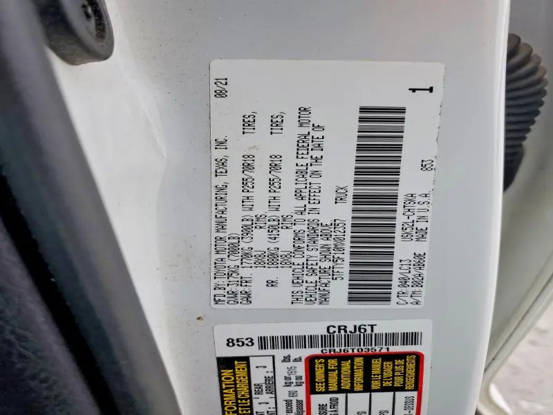 2021 TOYOTA TUNDRA DOUBLE CAB SR  