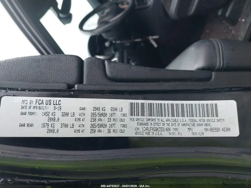 2019 JEEP GRAND CHEROKEE ALTITUDE 4X4