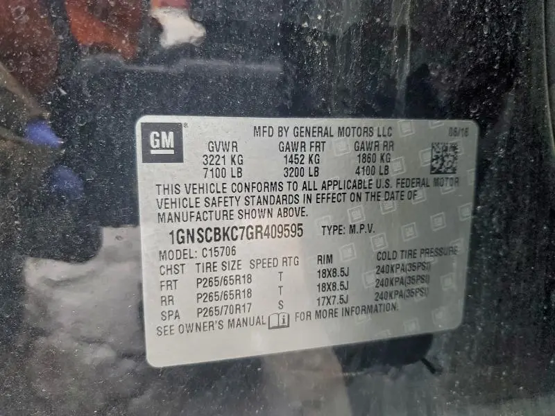 2016 CHEVROLET TAHOE C1500 LT  