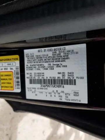 2016 FORD FUSION SE