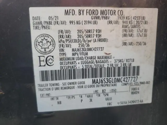 2021 FORD ECOSPORT SE  