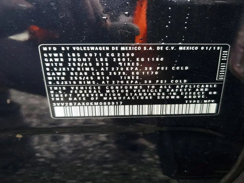 2019 VOLKSWAGEN TIGUAN SE  