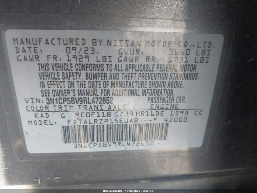 2024 NISSAN KICKS S XTRONIC CVT