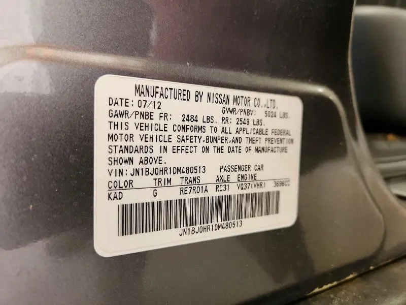2013 INFINITI EX37 BASE  