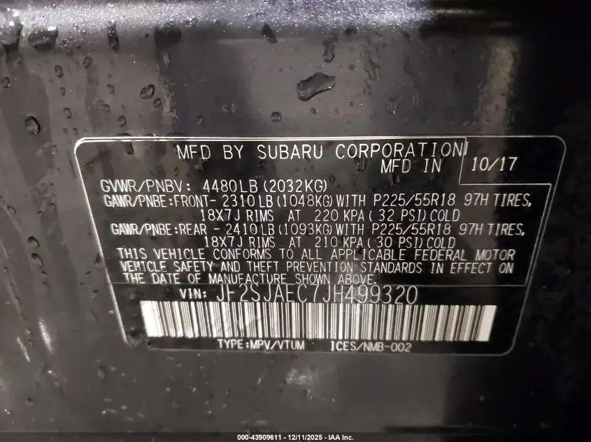 2018 SUBARU FORESTER 2.5I PREMIUM