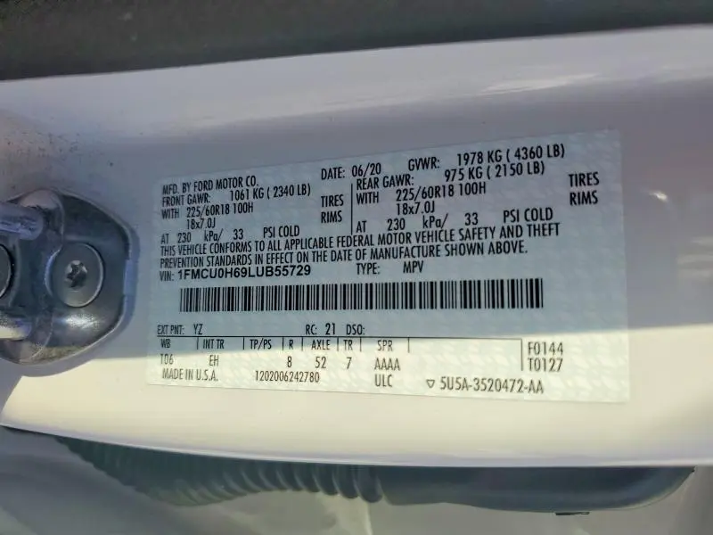 2020 FORD ESCAPE SEL  