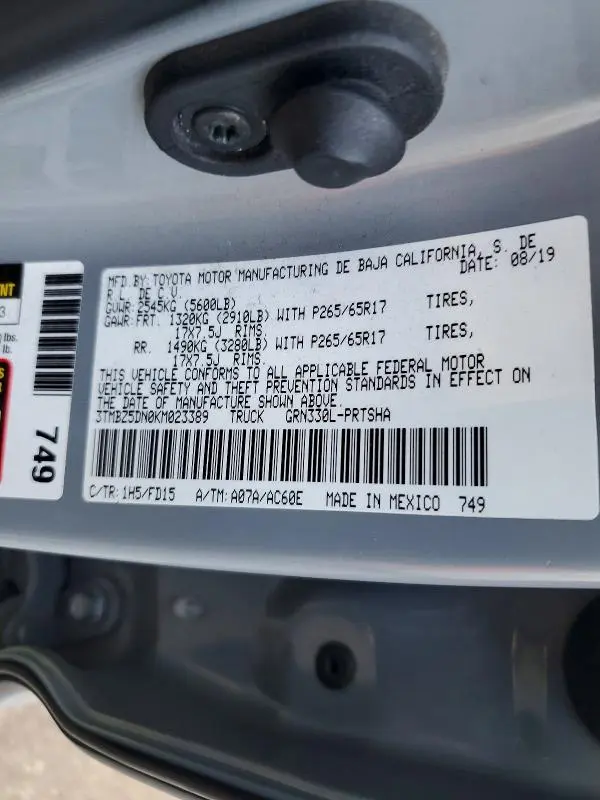 2019 TOYOTA TACOMA DOUBLE CAB  