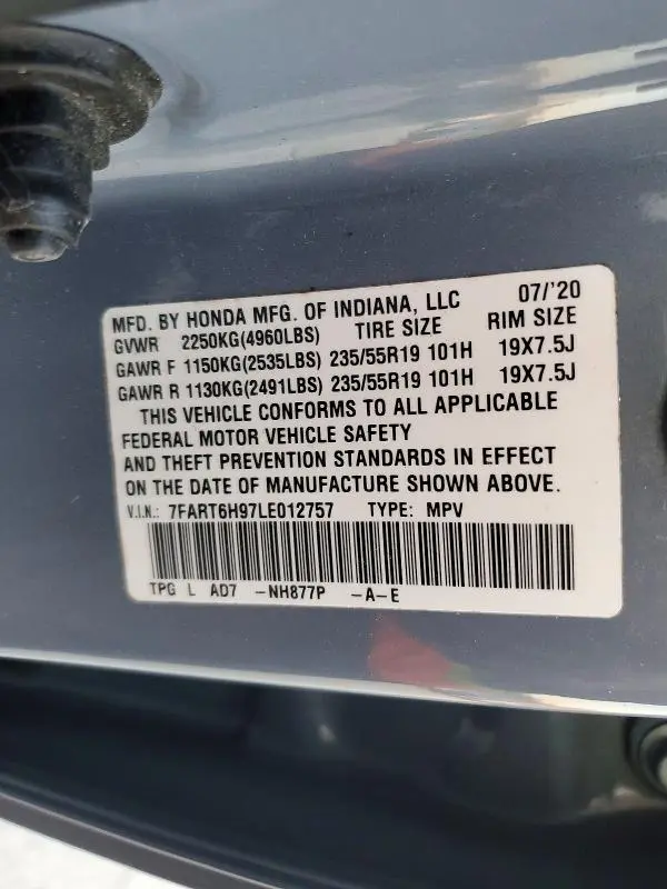 2020 HONDA CR-V TOURING  