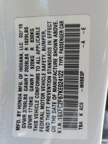 2019 HONDA CIVIC LX