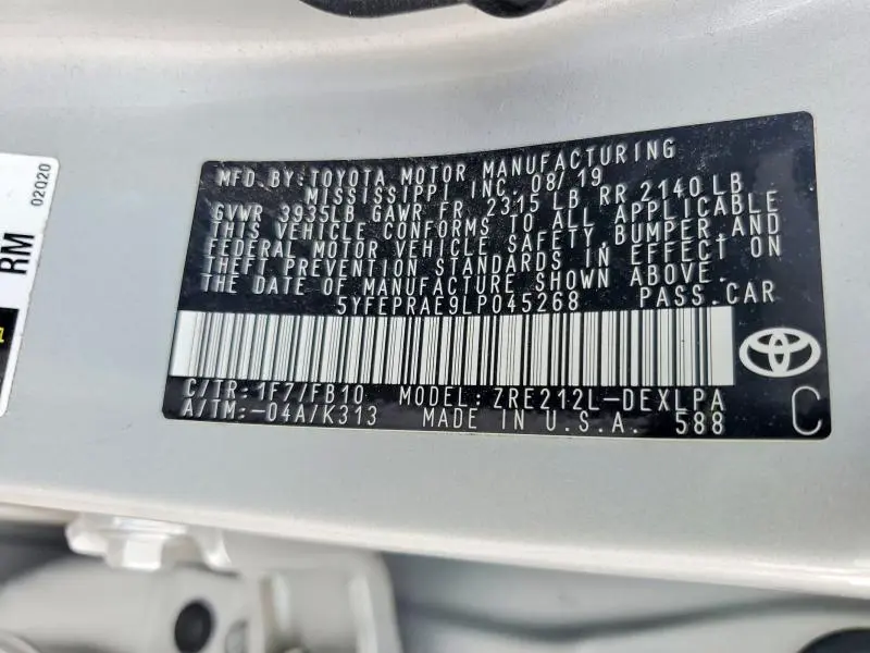 2020 TOYOTA COROLLA LE  
