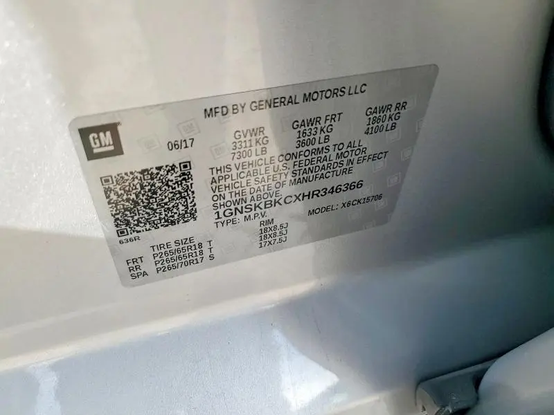 2017 CHEVROLET TAHOE K1500 LT  