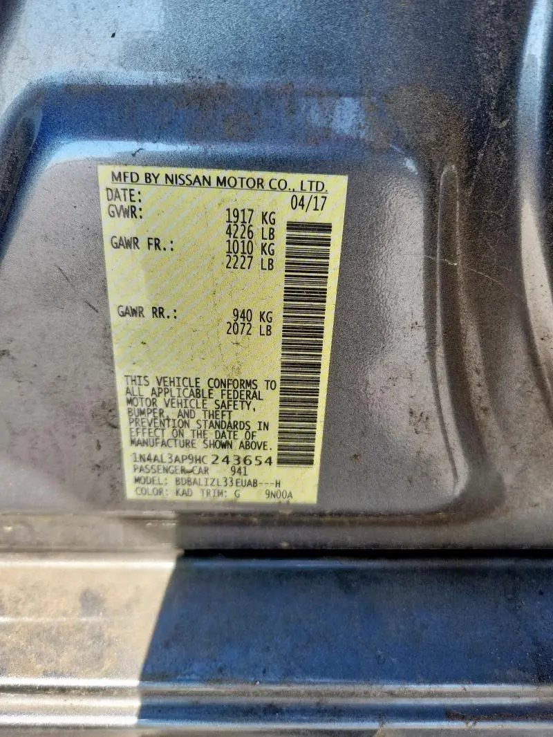 2017 NISSAN ALTIMA 2.5  