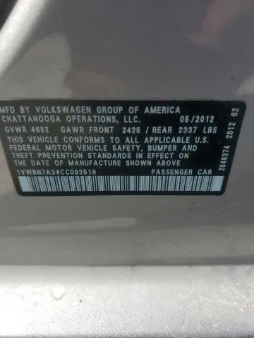 2012 VOLKSWAGEN PASSAT SE  