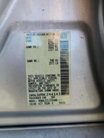 2017 NISSAN ALTIMA 2.5  