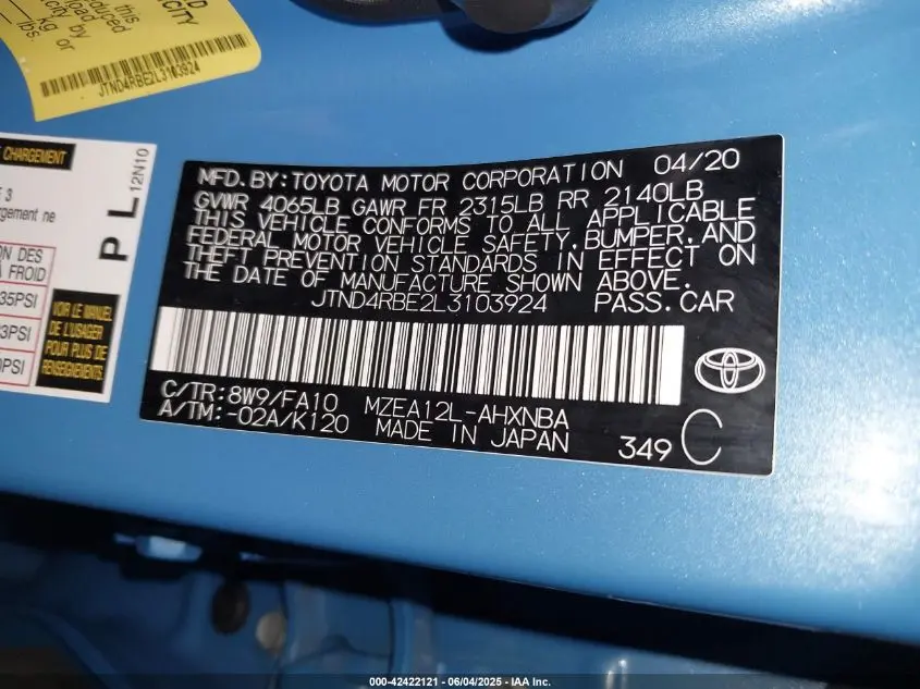 2020 TOYOTA COROLLA SE