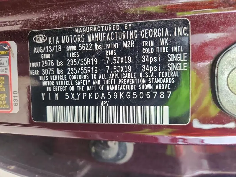 2019 KIA SORENTO SX V6