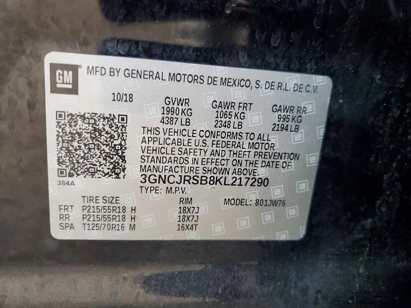 2019 CHEVROLET TRAX PREMIER  