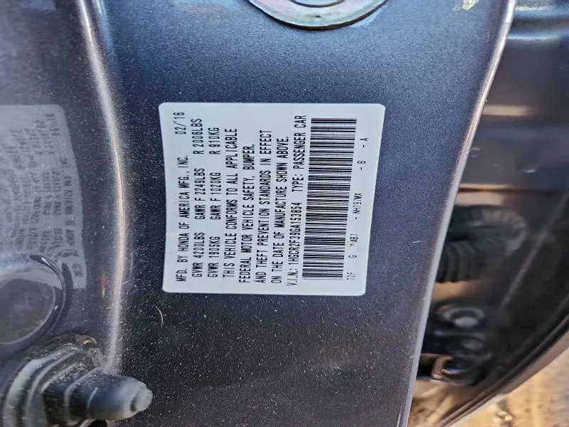 2016 HONDA ACCORD LX  