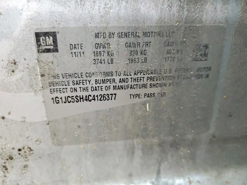 2012 CHEVROLET SONIC LT  