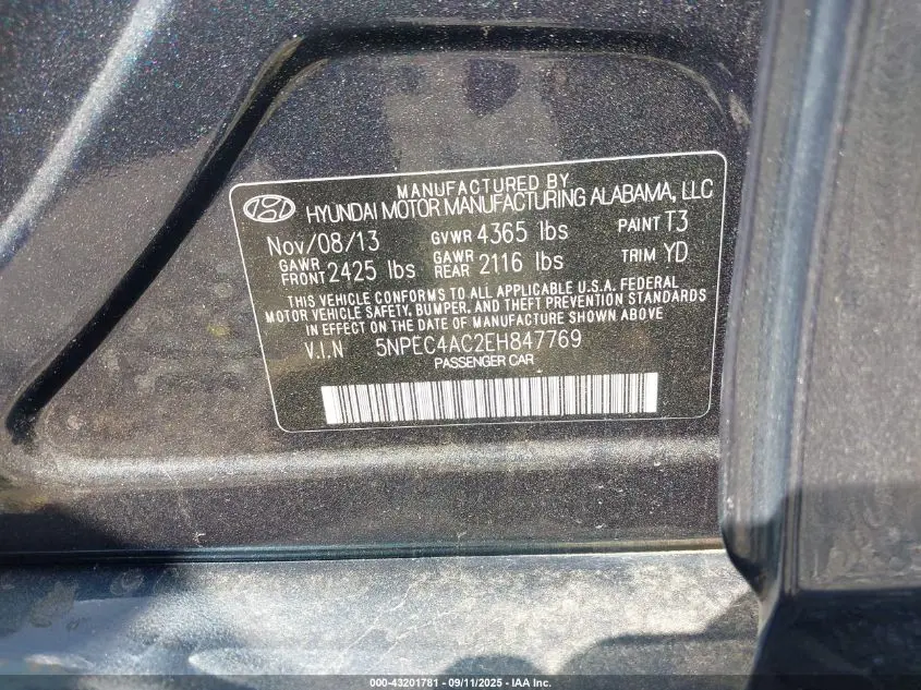 2014 HYUNDAI SONATA LIMITED