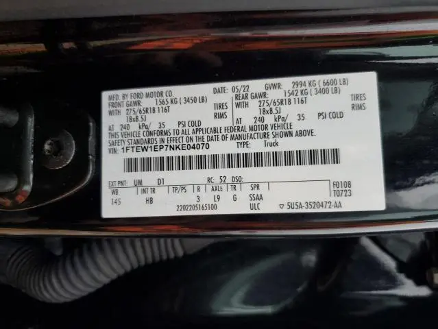 2022 FORD F150 SUPERCREW  