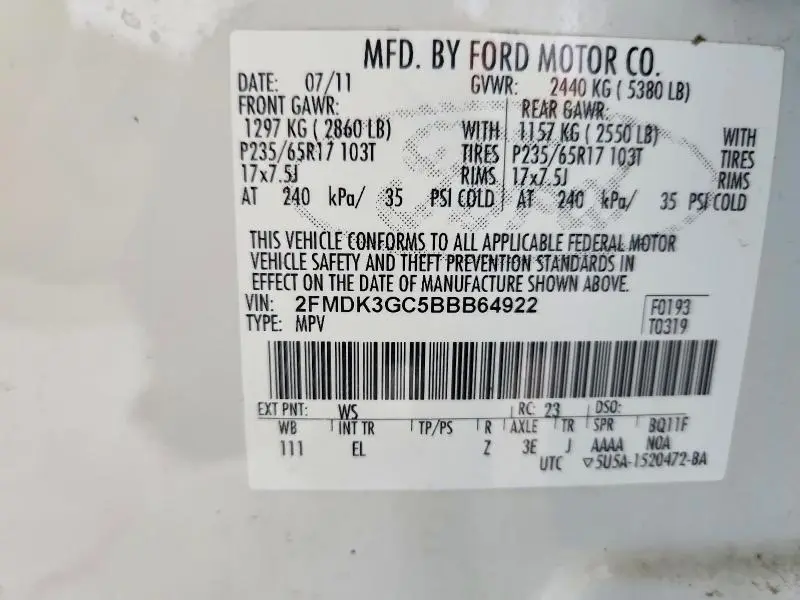 2011 FORD EDGE SE  