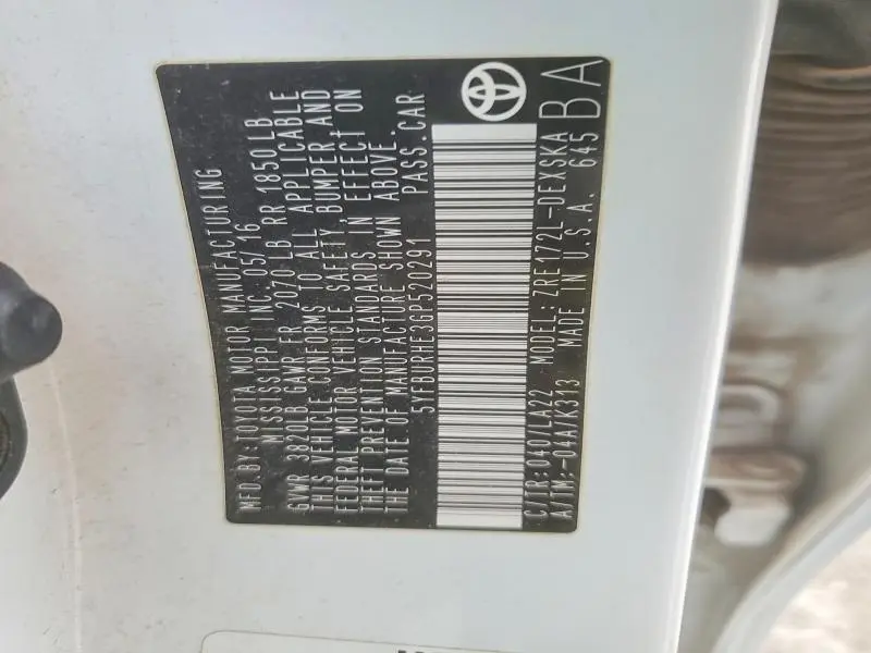 2016 TOYOTA COROLLA L  