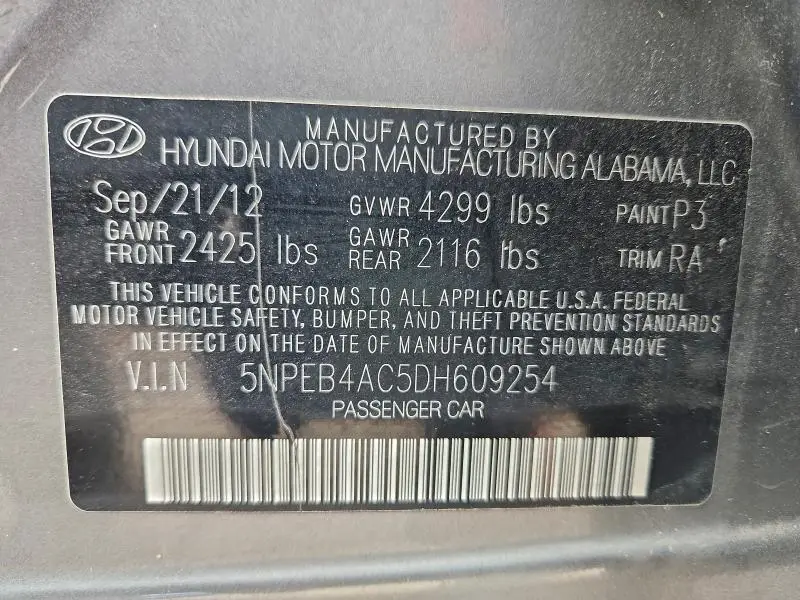2013 HYUNDAI SONATA GLS  