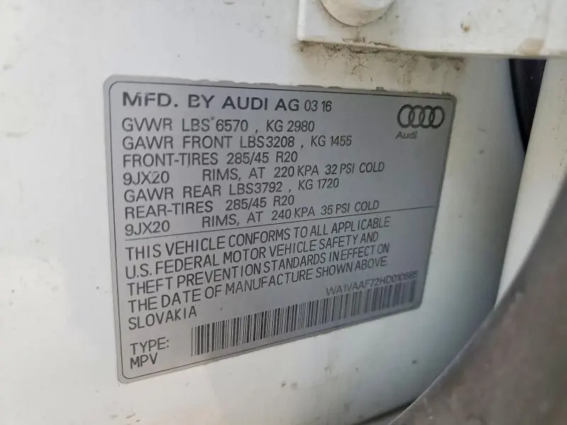 2017 AUDI Q7   