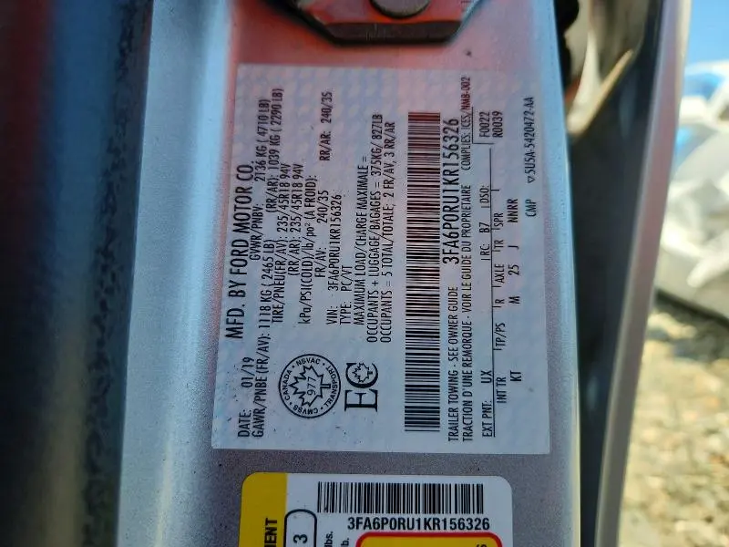 2019 FORD FUSION TITANIUM  