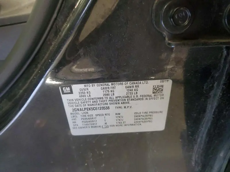 2012 CHEVROLET EQUINOX LT  