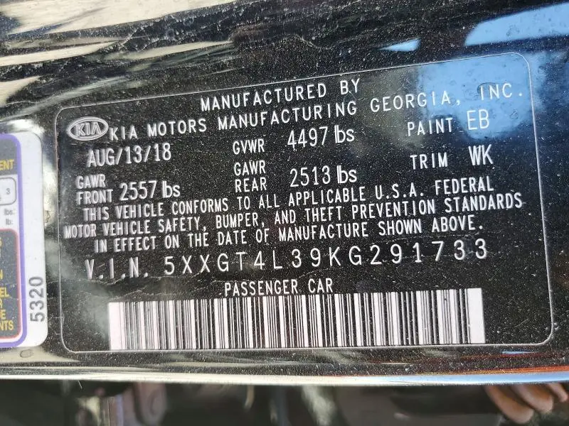2019 KIA OPTIMA S  