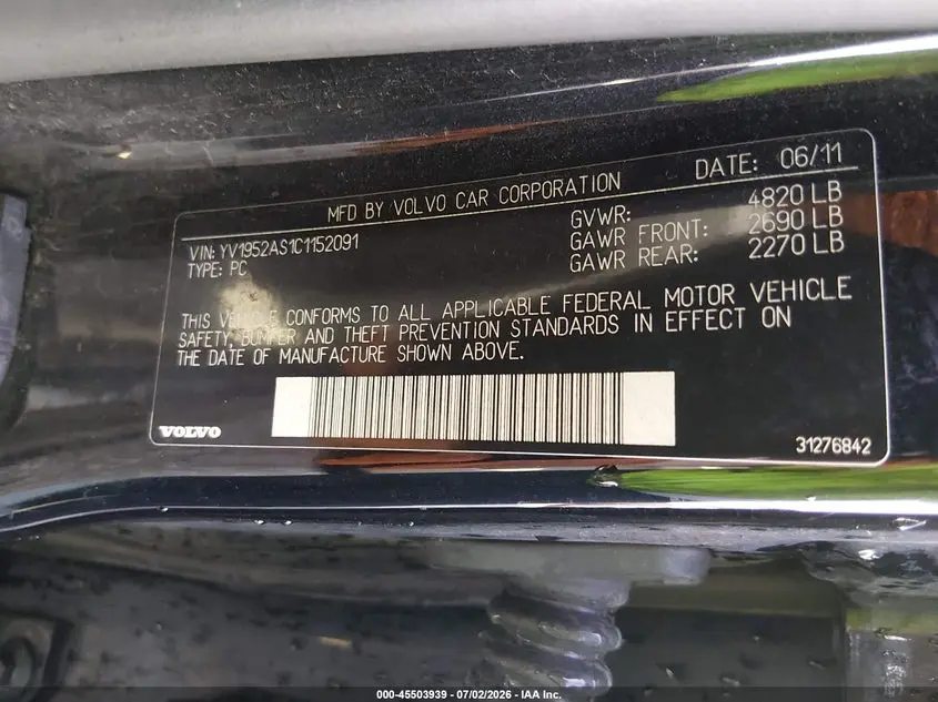 2012 VOLVO S80 3.2L PREMIER PLUS