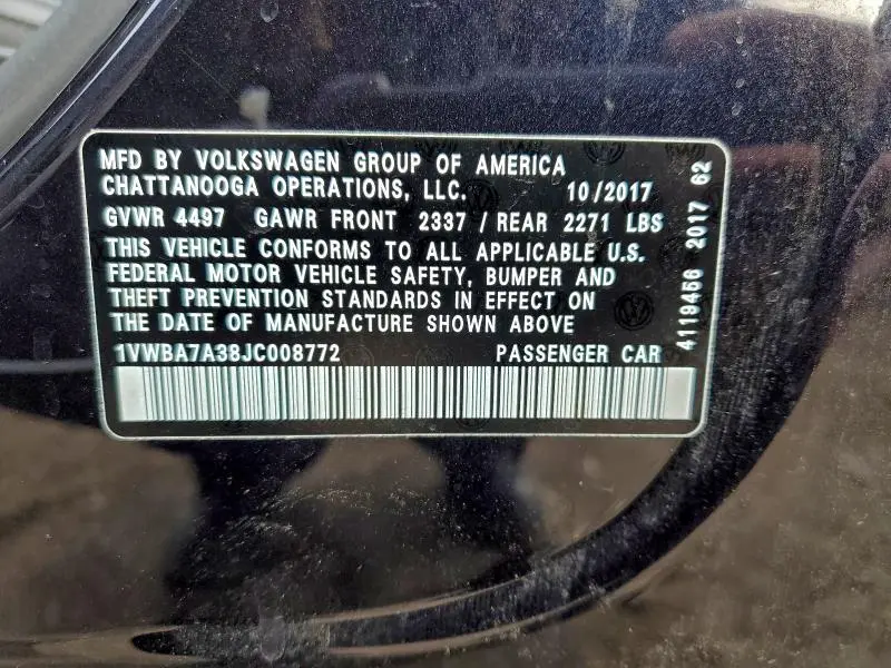 2018 VOLKSWAGEN PASSAT SE  