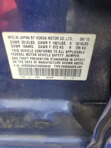 2010 HONDA FIT SPORT  